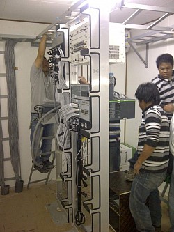 Technicians are working Inside server room